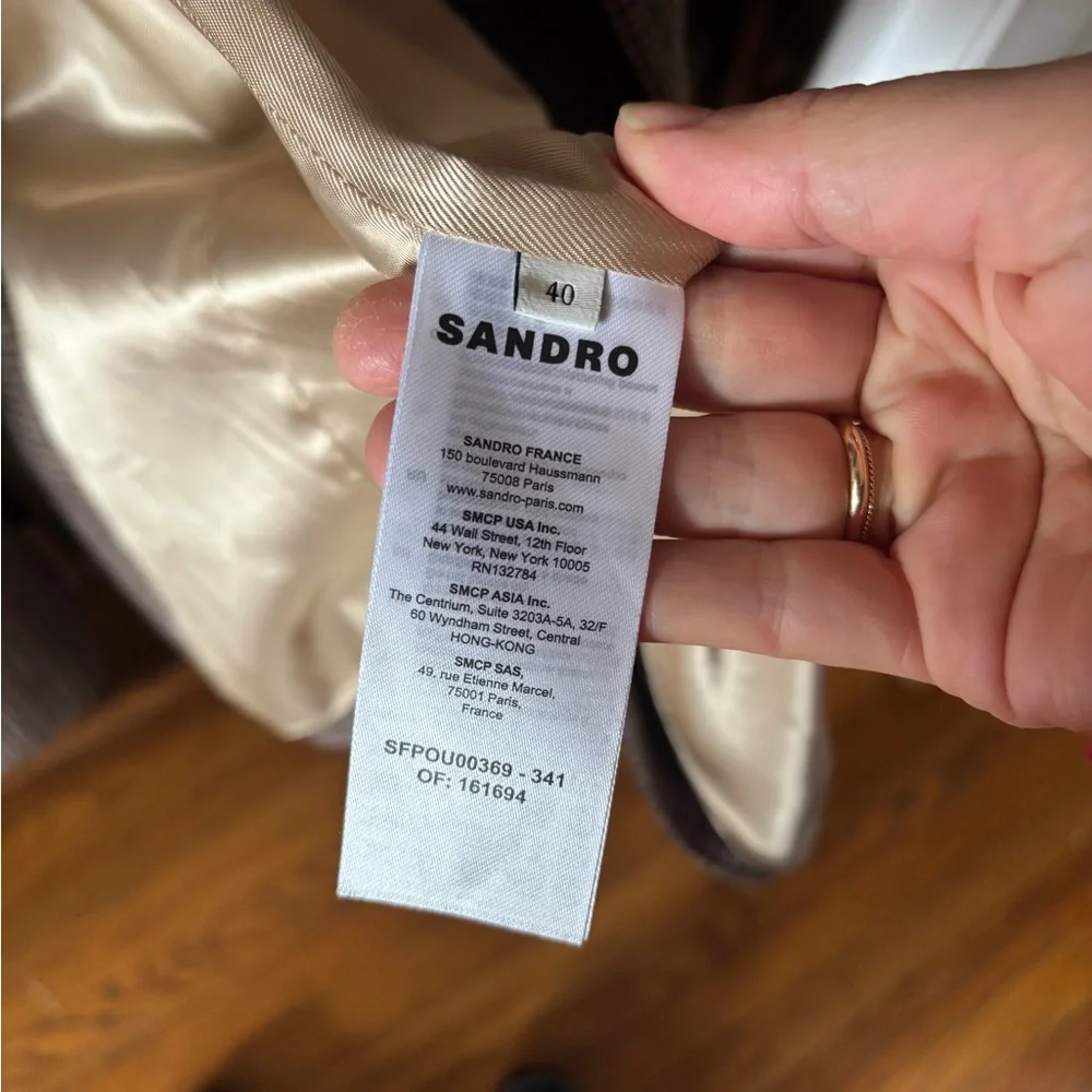 Sandro Houndstooth Double-Breasted Trench Coat - Picture 5 of 10